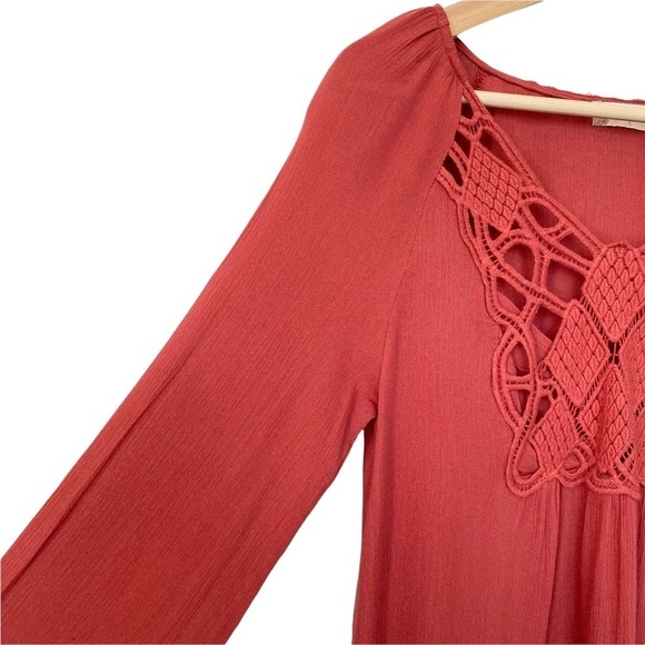 Altar’d State Crocheted Long Sleeve Lightweight Boho Tunic Dress - Picture 6 of 13